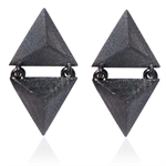 sorte dobbelte pyramide øreringe