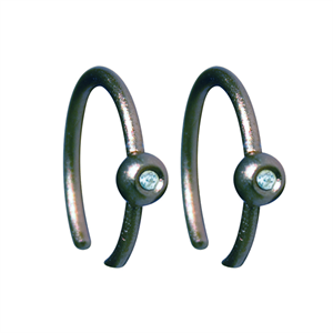 Miss Globosa - Mini hoops, 12 mm, Sort sølv (Udsalg)