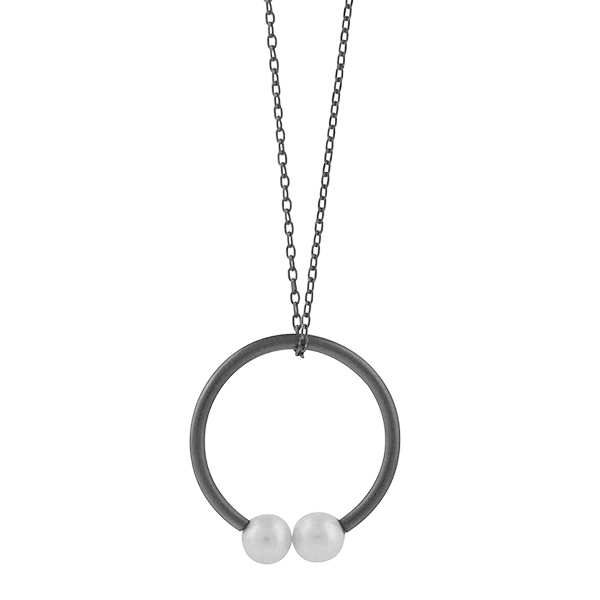 Cirkel og perle halskæde 